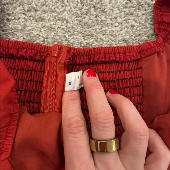 Red square neck long sleeved mini dress size: XL - Picture 3 of 5